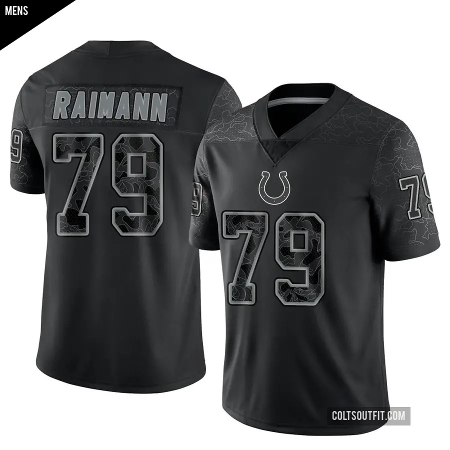 Men's Indianapolis Colts ＃79 Bernhard Raimann Black Limited Reflective Jersey