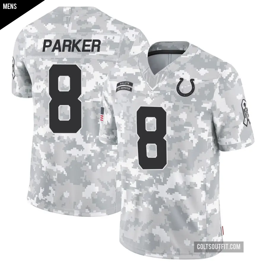 Men's Indianapolis Colts ＃8 Landon Parker Arctic Camo Limited 2024 Salute to Service Jersey