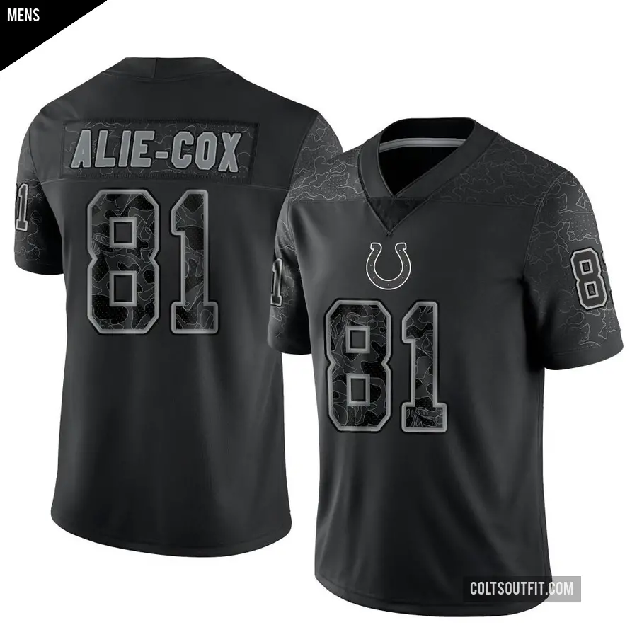 Men's Indianapolis Colts ＃81 Mo Alie-Cox Black Limited Reflective Jersey
