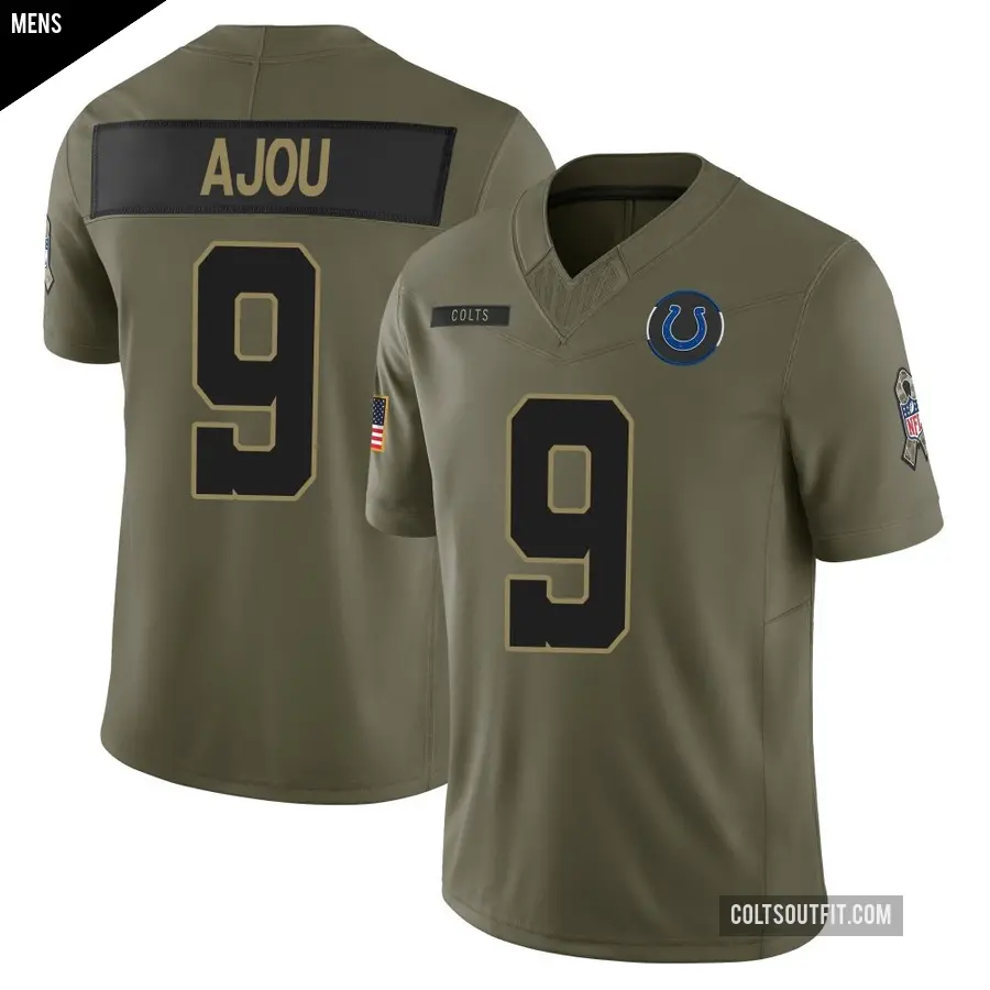 Men's Indianapolis Colts ＃9 Ajou Ajou Olive Limited Sr. 2025 Salute to Service Jersey
