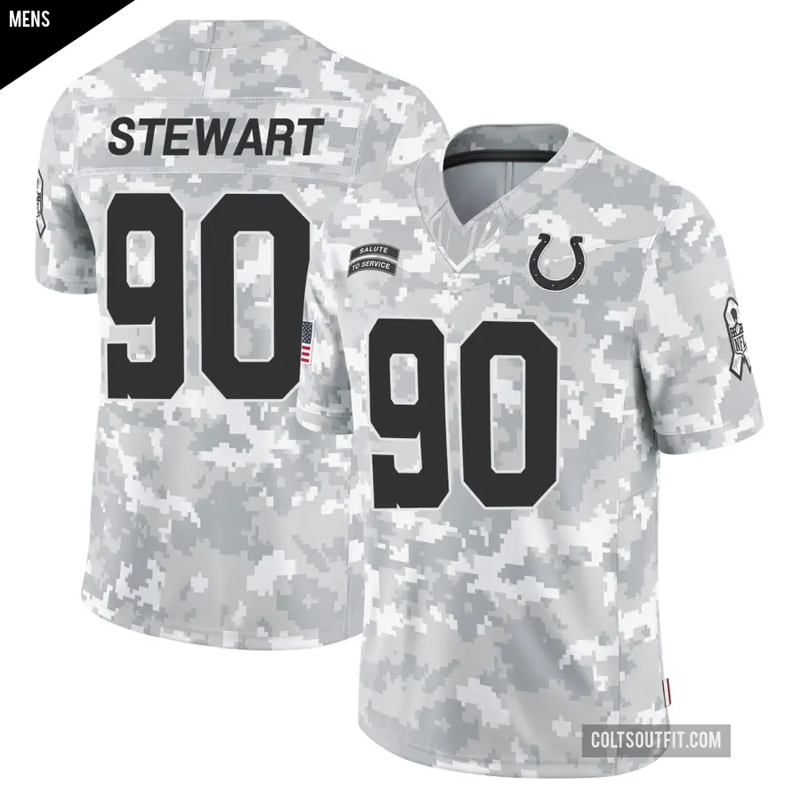 Men's Indianapolis Colts ＃90 Grover Stewart Arctic Camo Limited 2024 Salute to Service Jersey