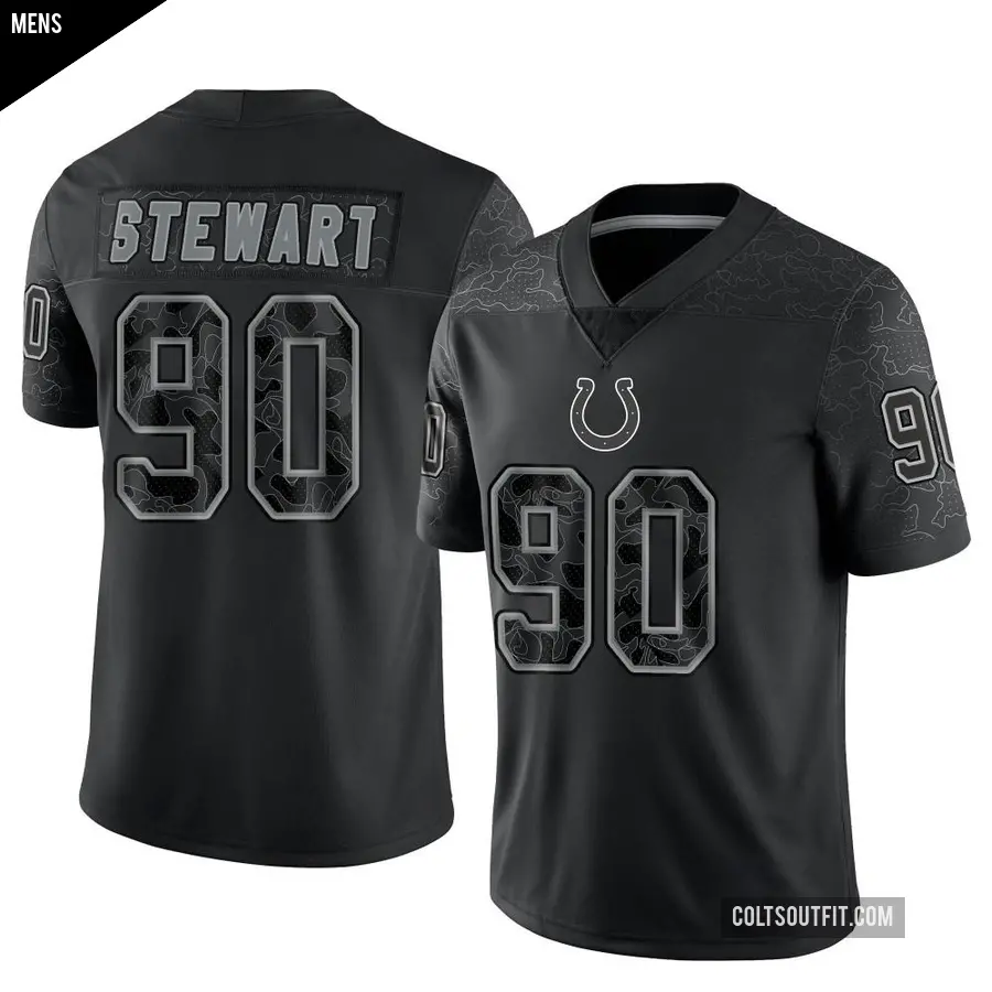 Men's Indianapolis Colts ＃90 Grover Stewart Black Limited Reflective Jersey