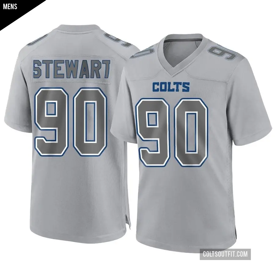 Men's Indianapolis Colts ＃90 Grover Stewart Gray Game Atmosphere Fashion Jersey