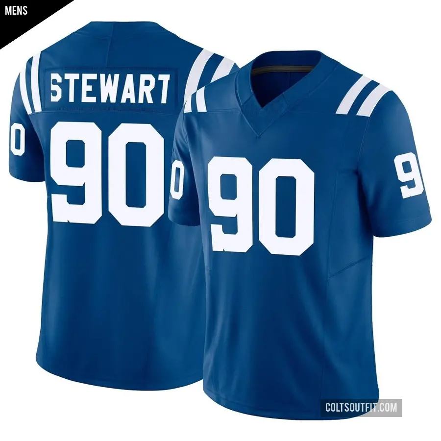 Men's Indianapolis Colts ＃90 Grover Stewart Royal Limited Vapor F.U.S.E. Jersey