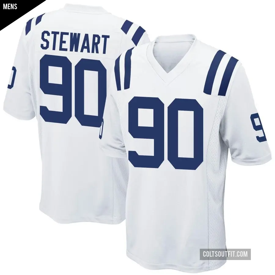 Men's Indianapolis Colts ＃90 Grover Stewart White Game Jersey