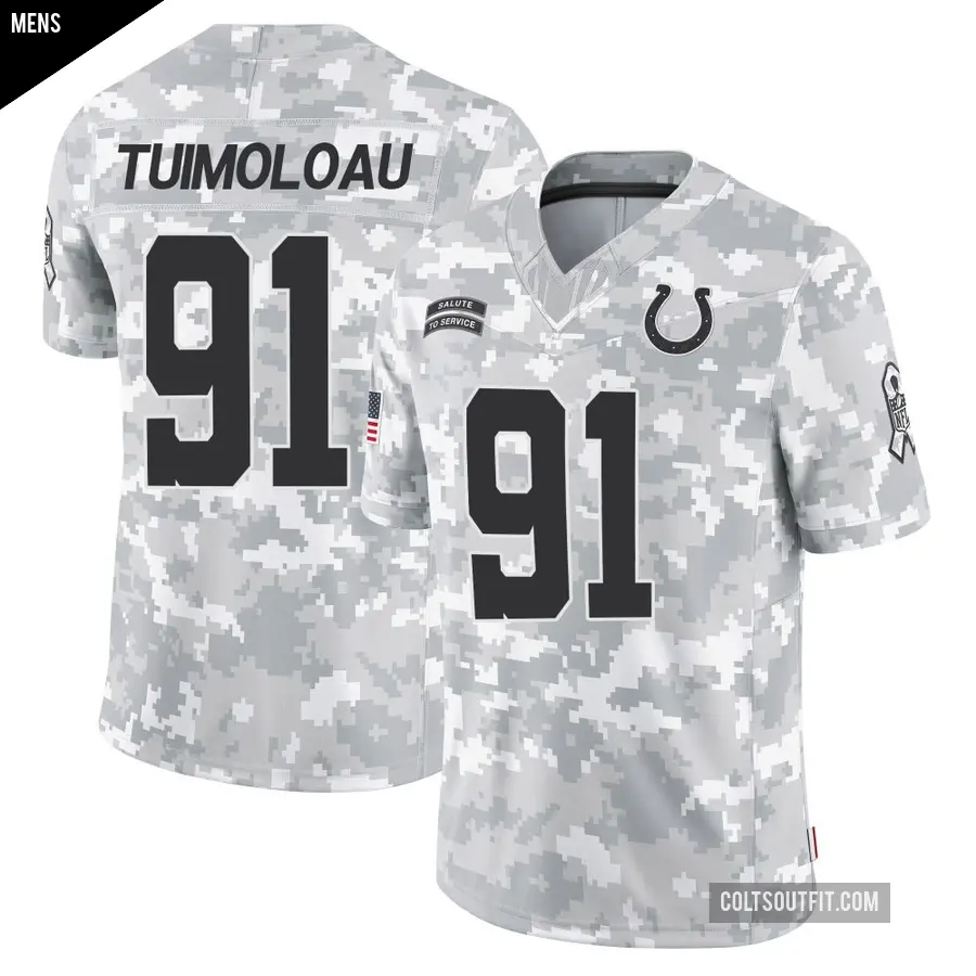 Men's Indianapolis Colts ＃91 JT Tuimoloau Arctic Camo Limited 2024 Salute to Service Jersey