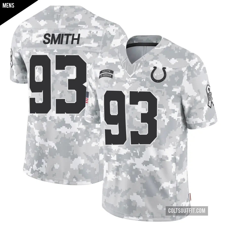 Men's Indianapolis Colts ＃93 Tim Smith Arctic Camo Limited 2024 Salute to Service Jersey