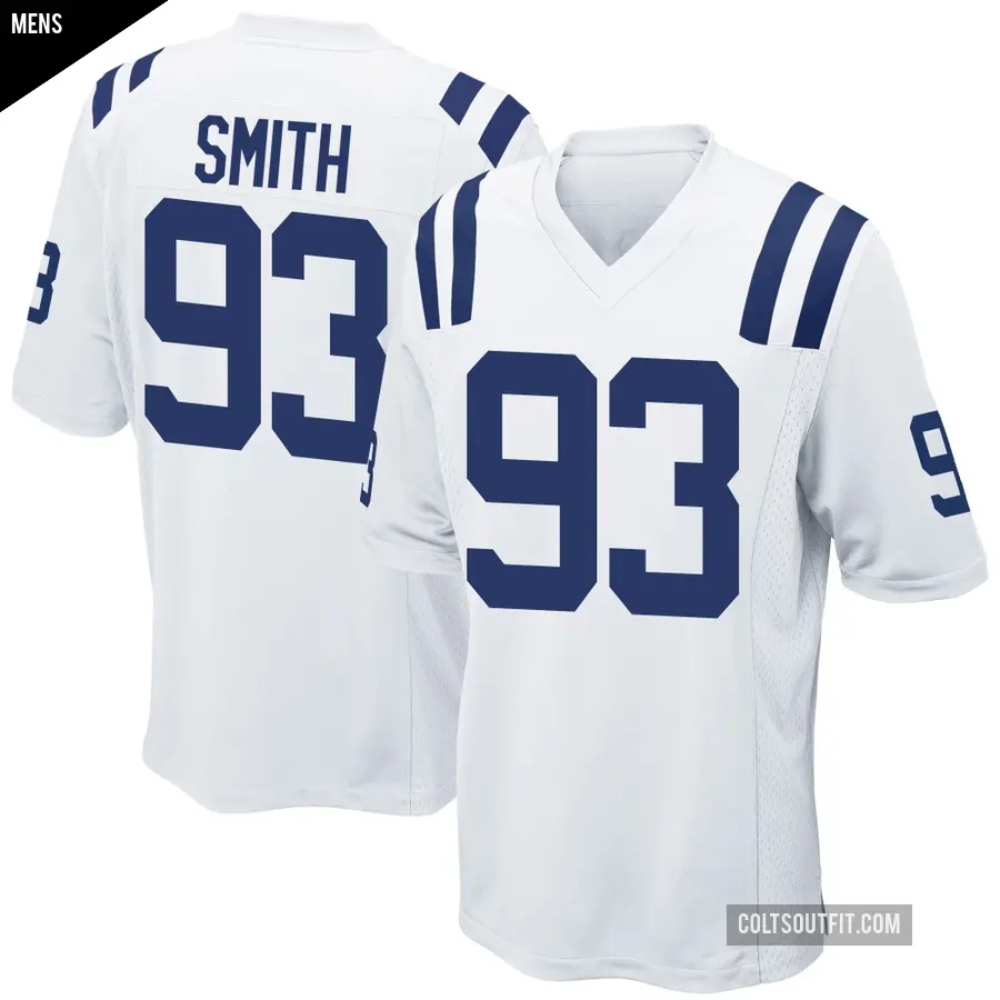 Men's Indianapolis Colts ＃93 Tim Smith White Game Jersey