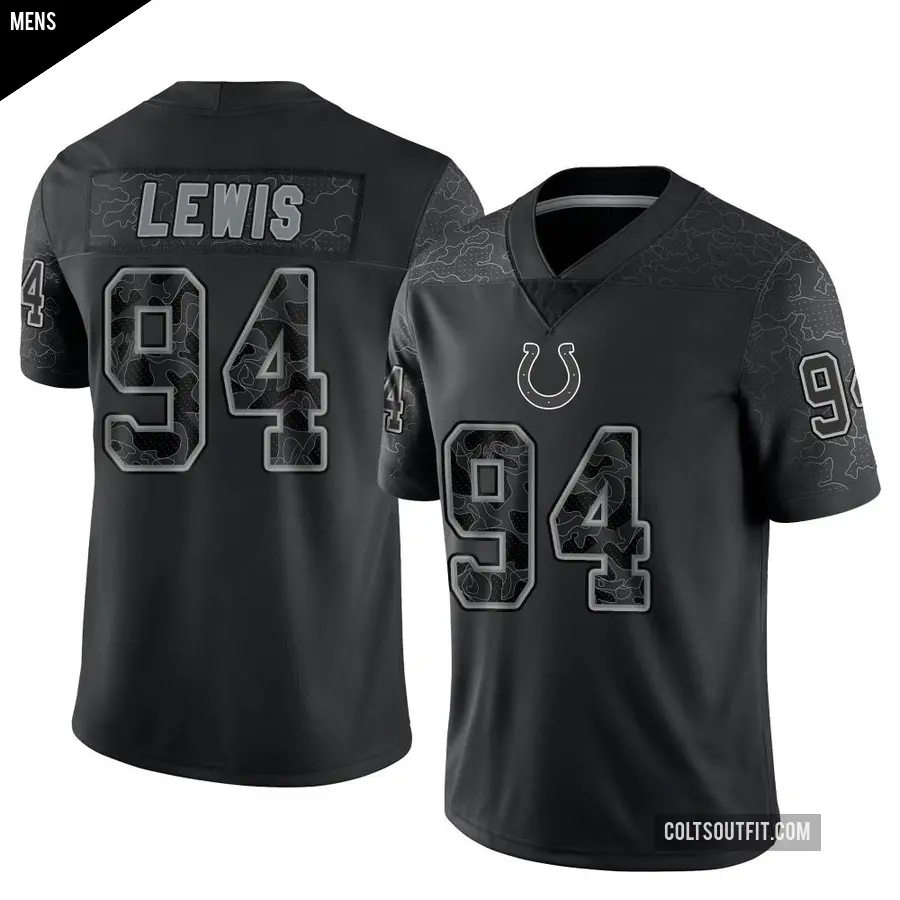 Men's Indianapolis Colts ＃94 Tyquan Lewis Black Limited Reflective Jersey
