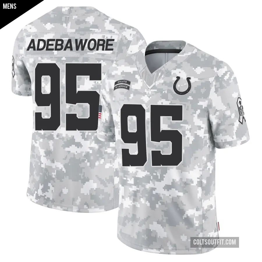 Men's Indianapolis Colts ＃95 Adetomiwa Adebawore Arctic Camo Limited 2024 Salute to Service Jersey