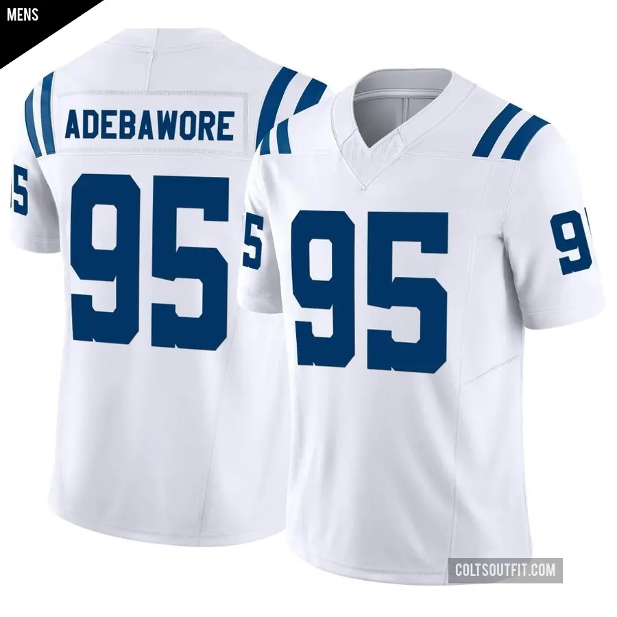 Men's Indianapolis Colts ＃95 Adetomiwa Adebawore White Limited Vapor F.U.S.E. Jersey