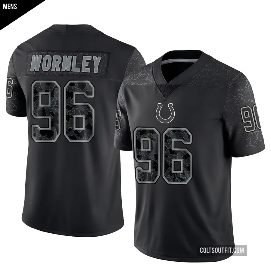 Men's Indianapolis Colts ＃96 Chris Wormley Black Limited Reflective Jersey