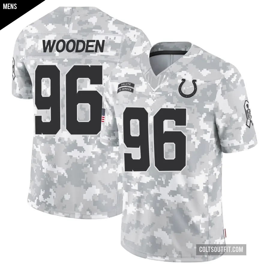 Men's Indianapolis Colts ＃96 Colby Wooden Arctic Camo Limited 2024 Salute to Service Jersey