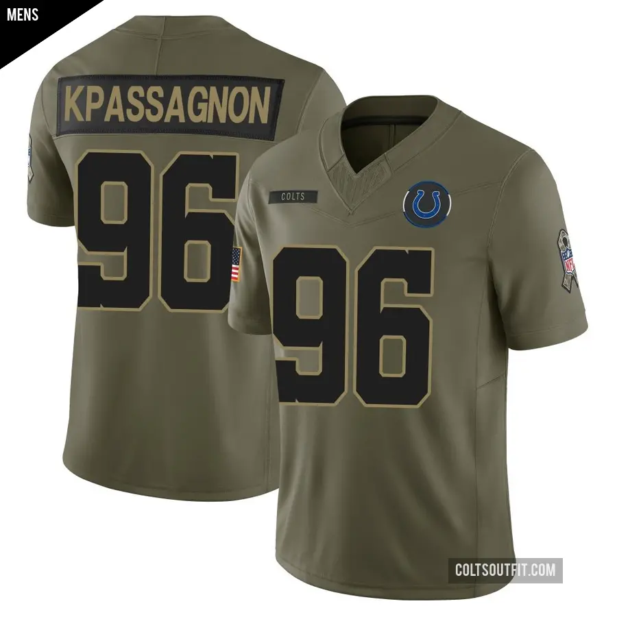 Men's Indianapolis Colts ＃96 Tanoh Kpassagnon Olive Limited Sr. 2025 Salute to Service Jersey
