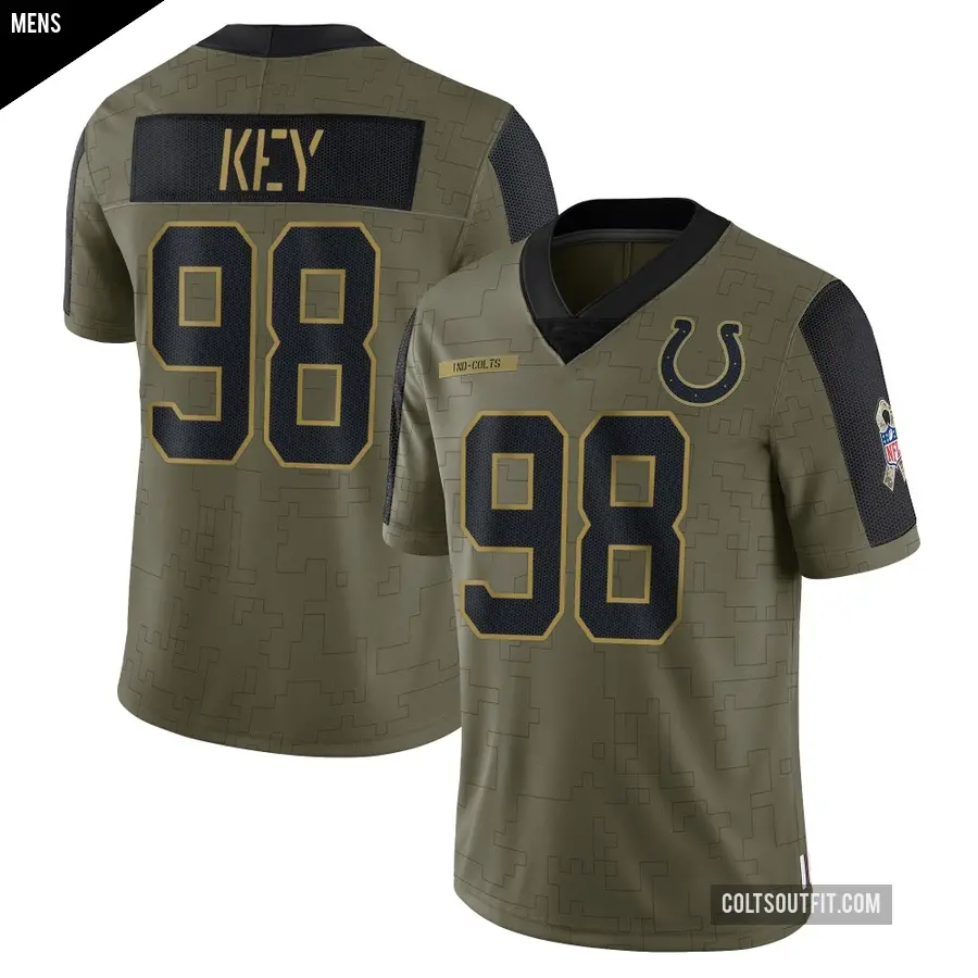Men's Indianapolis Colts ＃98 Arden Key Olive Limited 2021 Salute To Service Jersey
