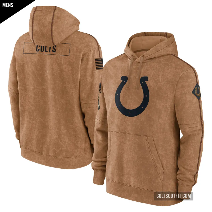 Men's Indianapolis Colts Brown 2023 Salute to Service Club Pullover Hoodie
