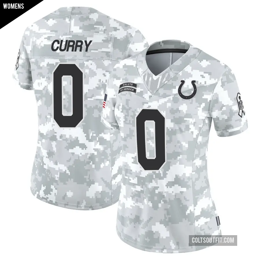 Women's Indianapolis Colts ＃0 Caden Curry Arctic Camo Limited 2024 Salute to Service Jersey