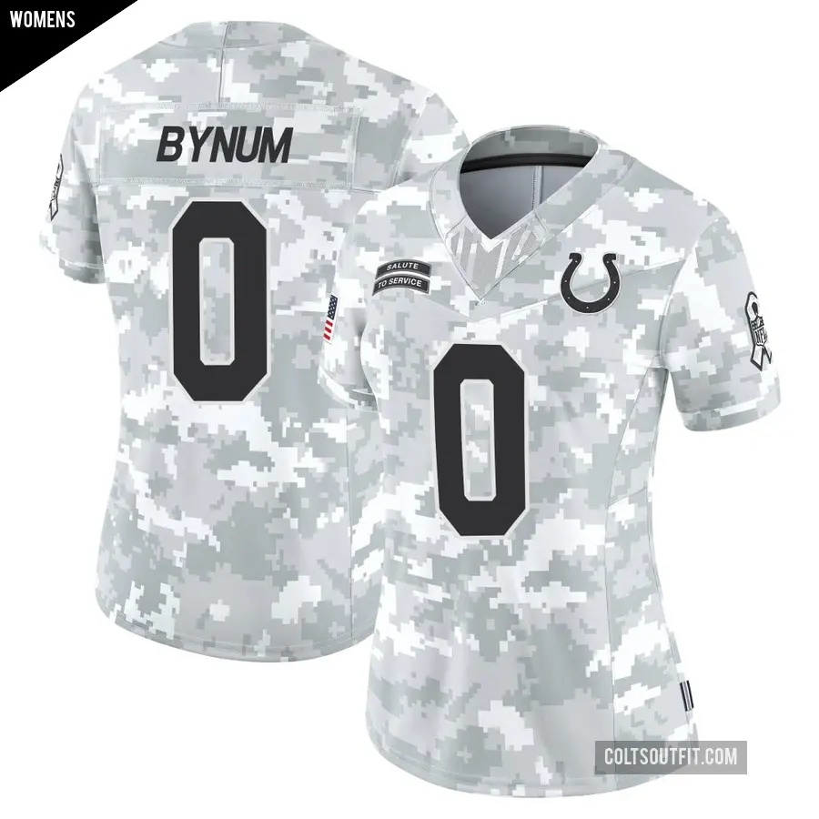 Women's Indianapolis Colts ＃0 Cam Bynum Arctic Camo Limited 2024 Salute to Service Jersey
