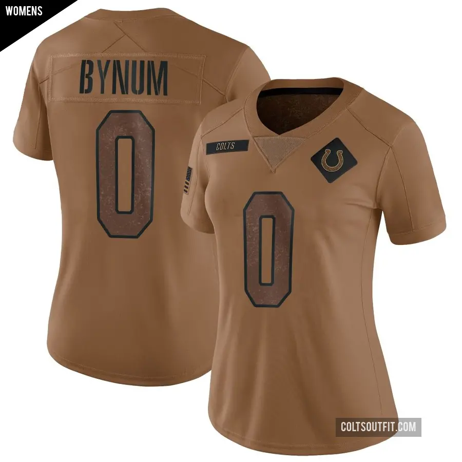 Women's Indianapolis Colts ＃0 Cam Bynum Brown Limited 2023 Salute To Service Jersey