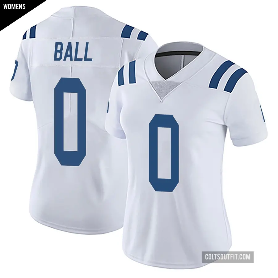 Women's Indianapolis Colts ＃0 Cameron Ball White Limited Vapor Untouchable Jersey