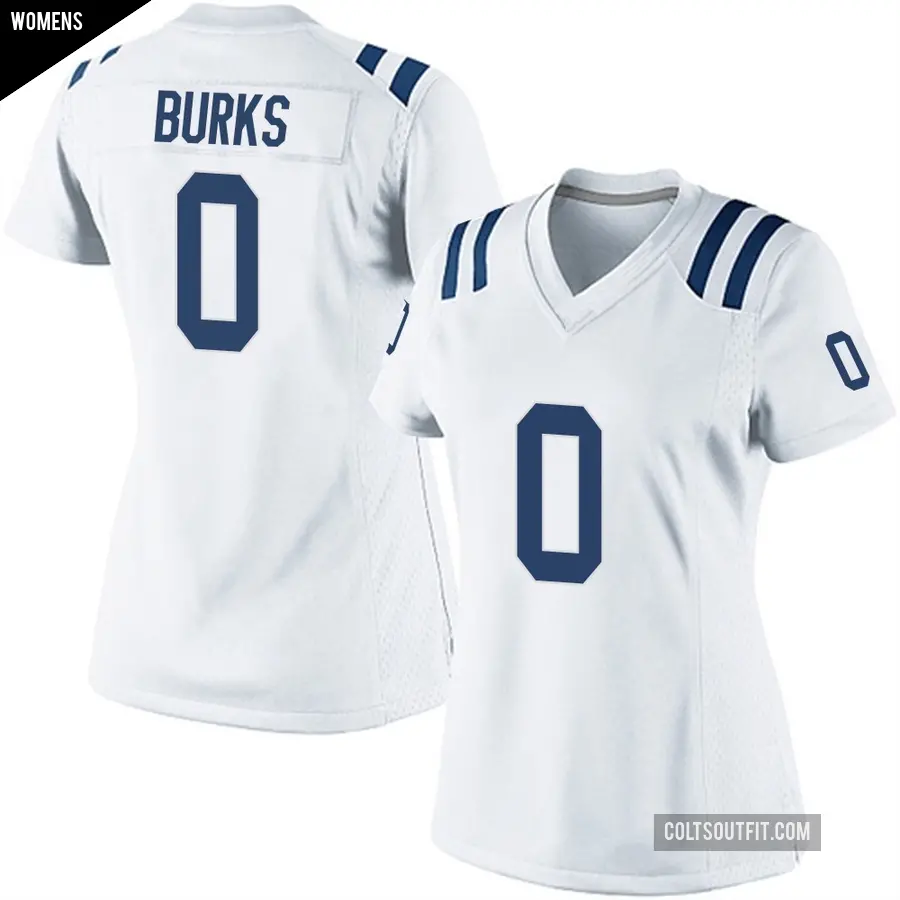Women's Indianapolis Colts ＃0 Deion Burks White Game Jersey