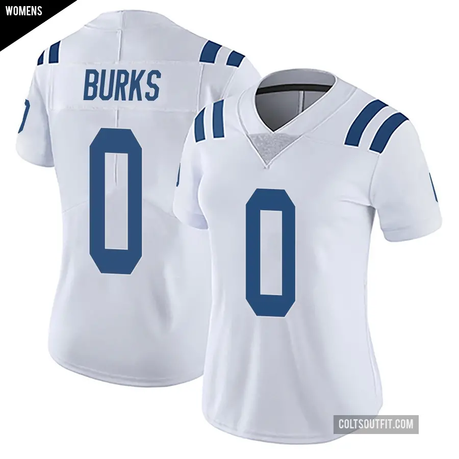 Women's Indianapolis Colts ＃0 Deion Burks White Limited Vapor Untouchable Jersey