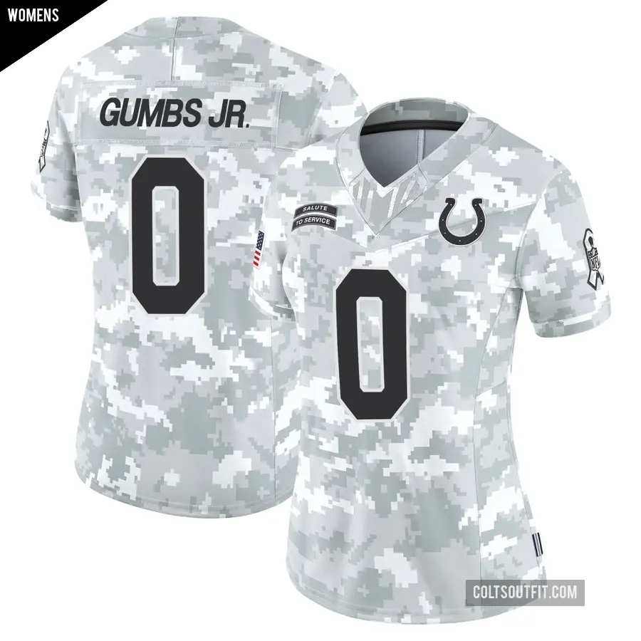 Women's Indianapolis Colts ＃0 George Gumbs Jr. Arctic Camo Limited 2024 Salute to Service Jersey