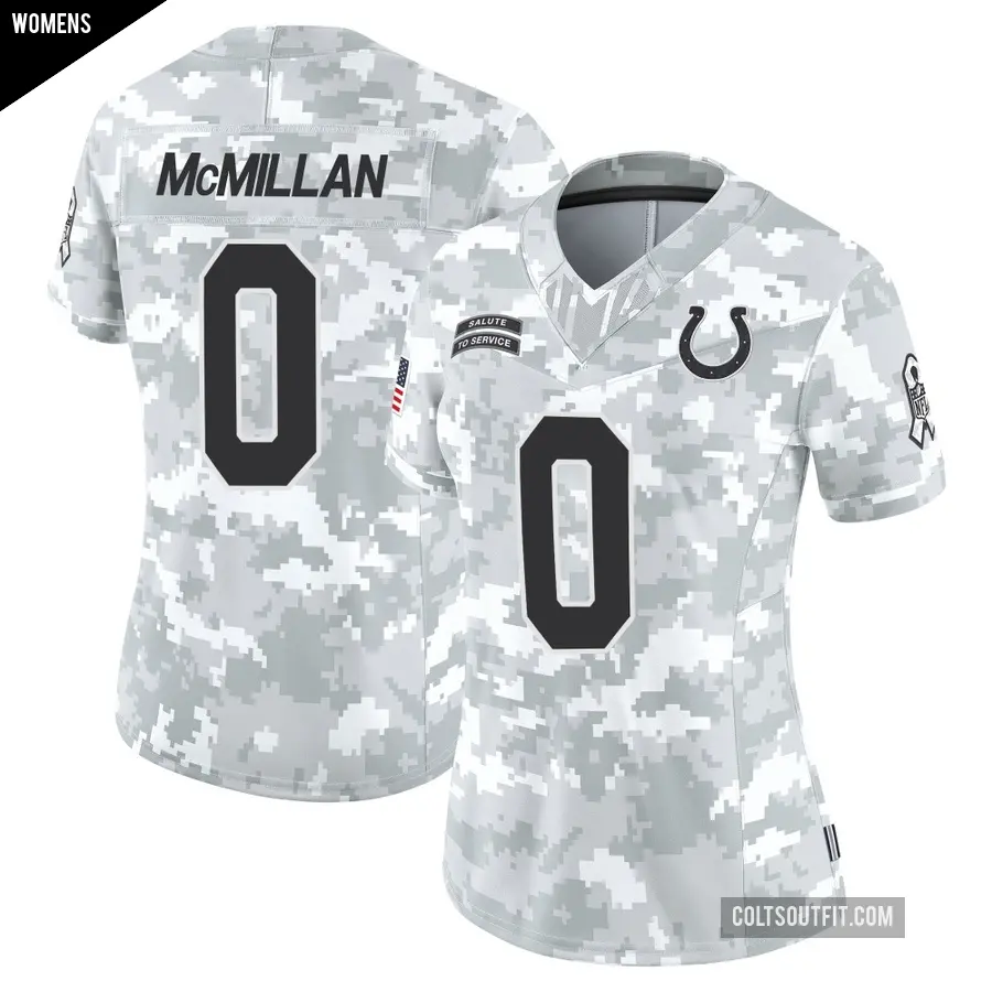 Women's Indianapolis Colts ＃0 Jai'Onte' McMillan Arctic Camo Limited 2024 Salute to Service Jersey