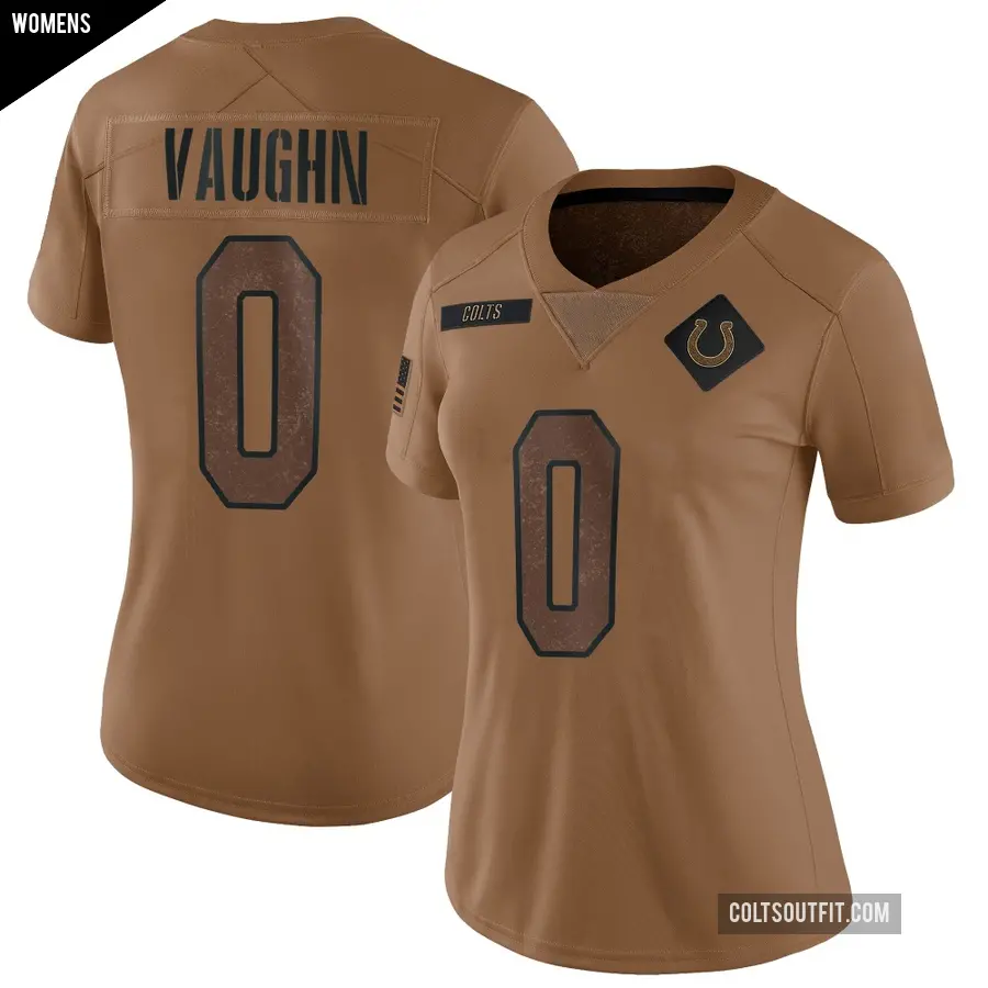 Women's Indianapolis Colts ＃0 Jordon Vaughn Brown Limited 2023 Salute To Service Jersey