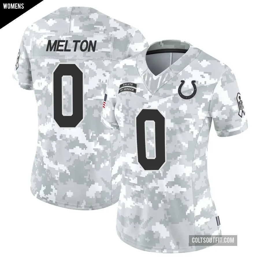 Women's Indianapolis Colts ＃0 Mitchell Melton Arctic Camo Limited 2024 Salute to Service Jersey