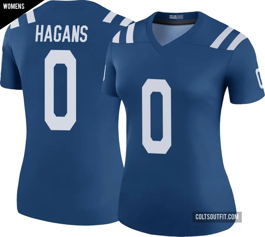 Women's Indianapolis Colts ＃0 Sahmir Hagans Royal Legend Color Rush Jersey