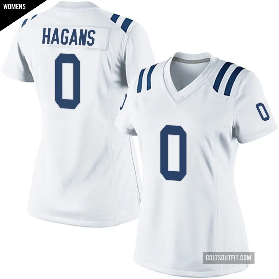 Women's Indianapolis Colts ＃0 Sahmir Hagans White Game Jersey