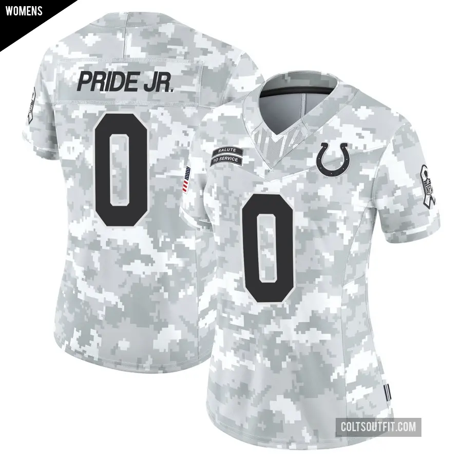 Women's Indianapolis Colts ＃0 Troy Pride Jr. Arctic Camo Limited 2024 Salute to Service Jersey
