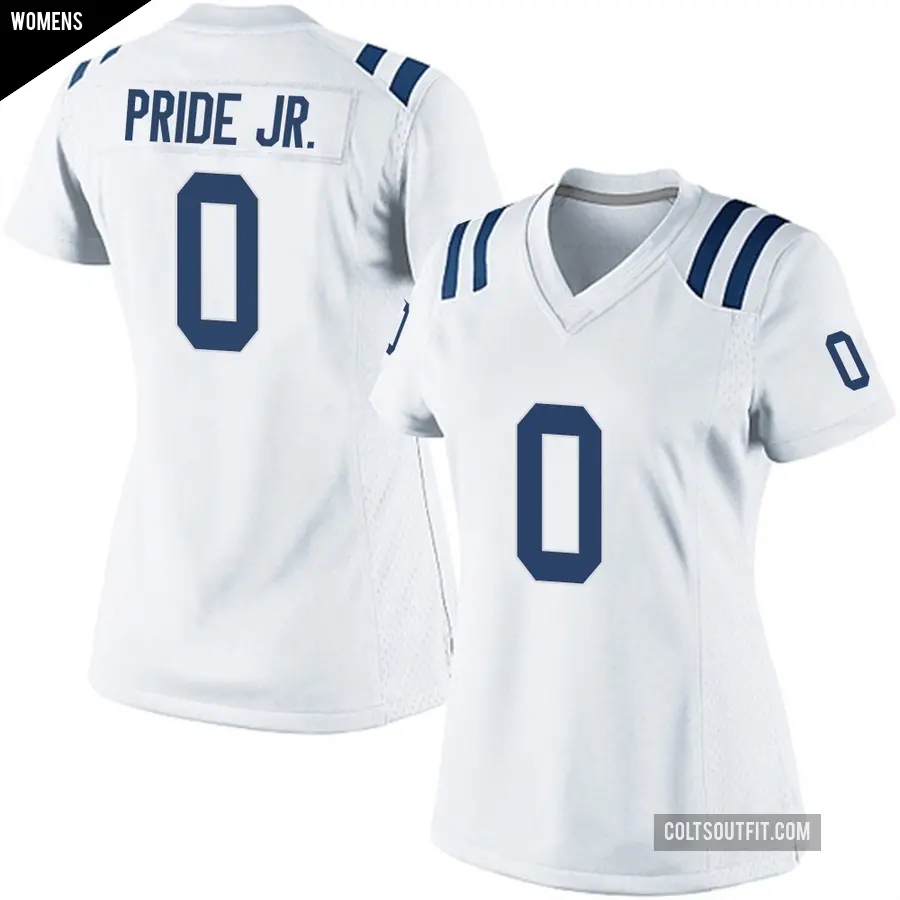 Women's Indianapolis Colts ＃0 Troy Pride Jr. White Game Jersey