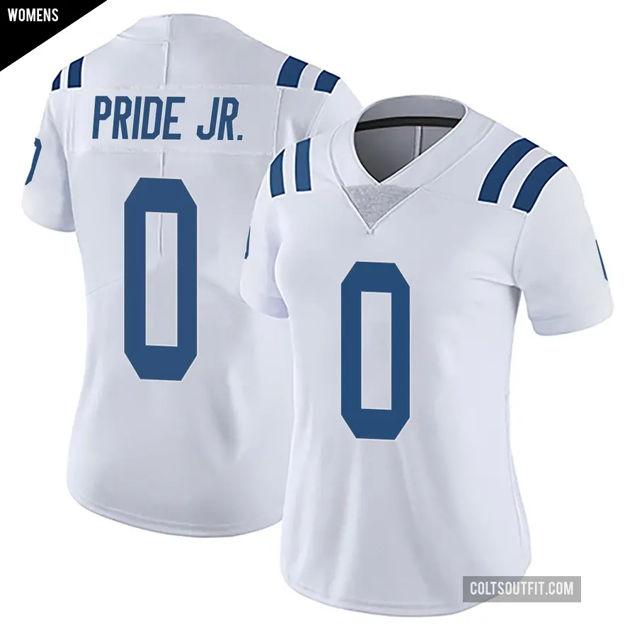 Women's Indianapolis Colts ＃0 Troy Pride Jr. White Limited Vapor Untouchable Jersey