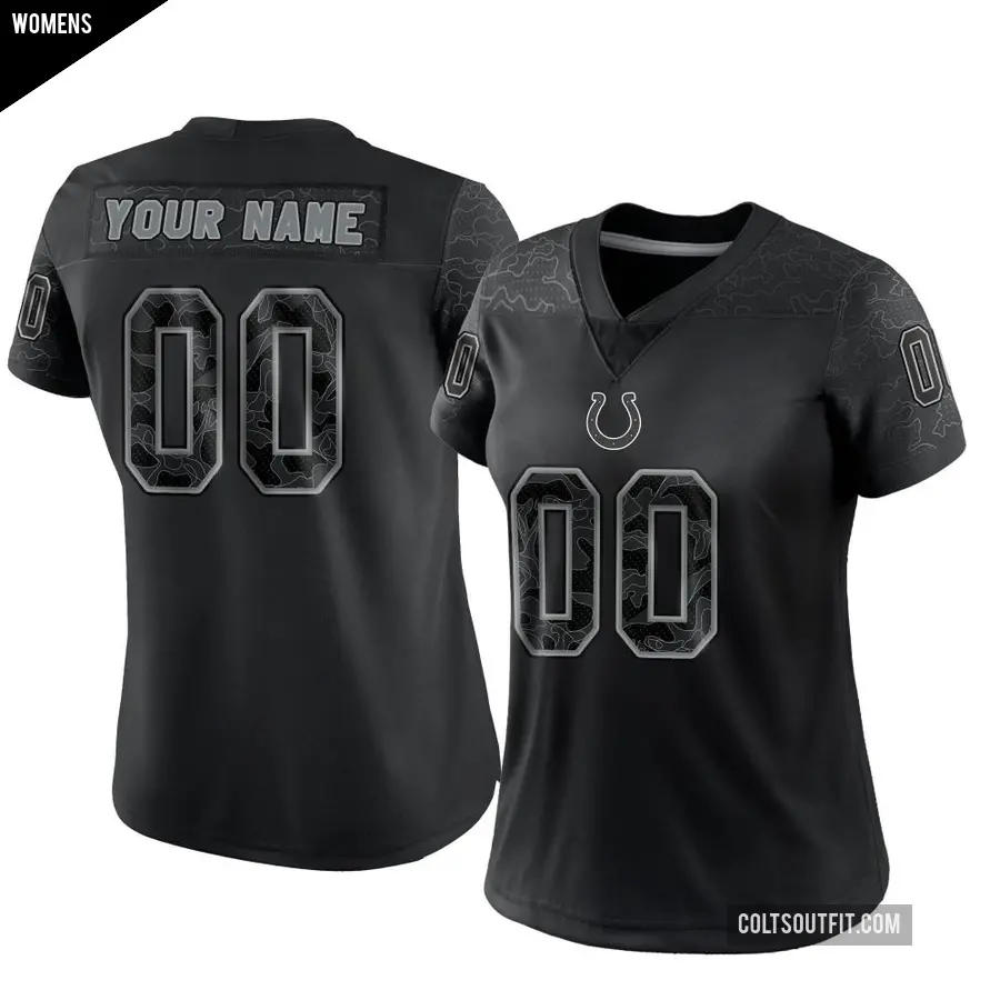 Women's Indianapolis Colts ＃00 Custom Black Limited Reflective Jersey