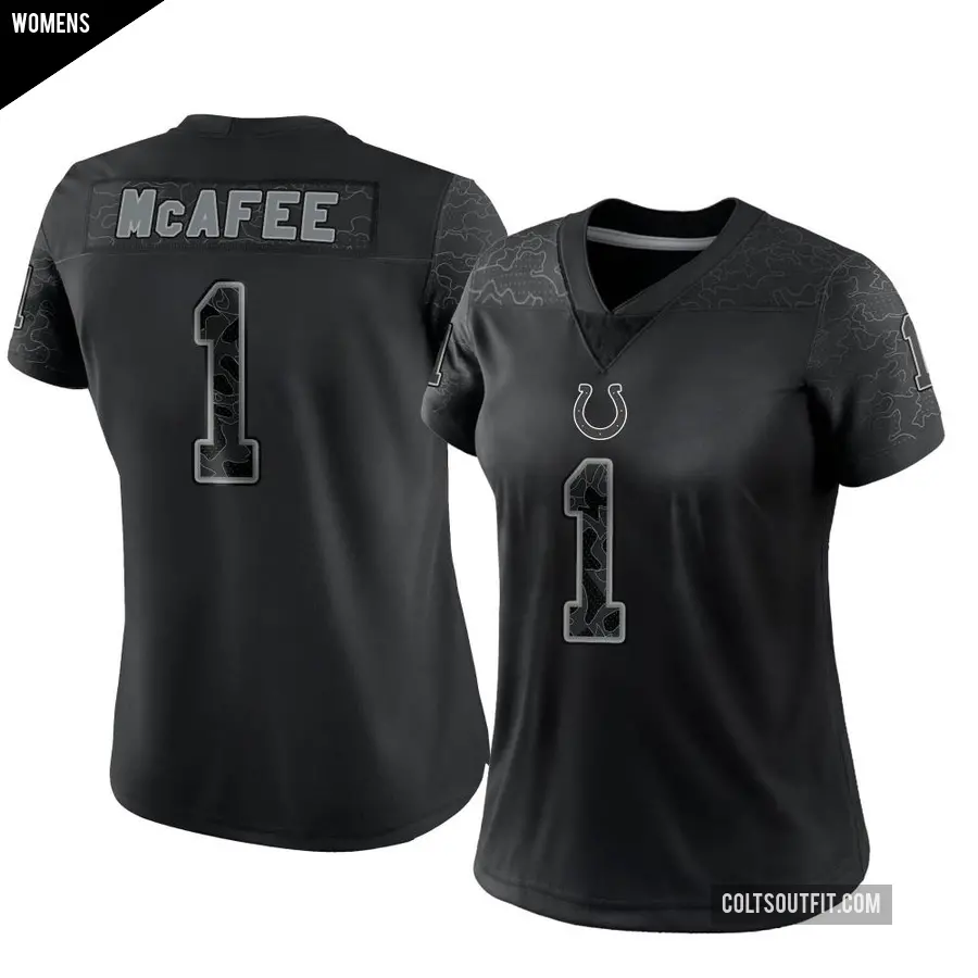 Women's Indianapolis Colts ＃1 Pat McAfee Black Limited Reflective Jersey