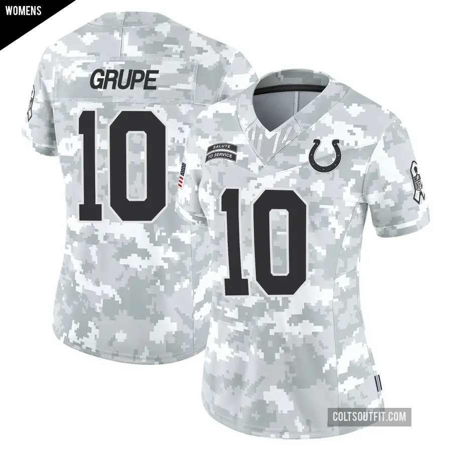 Women's Indianapolis Colts ＃10 Blake Grupe Arctic Camo Limited 2024 Salute to Service Jersey