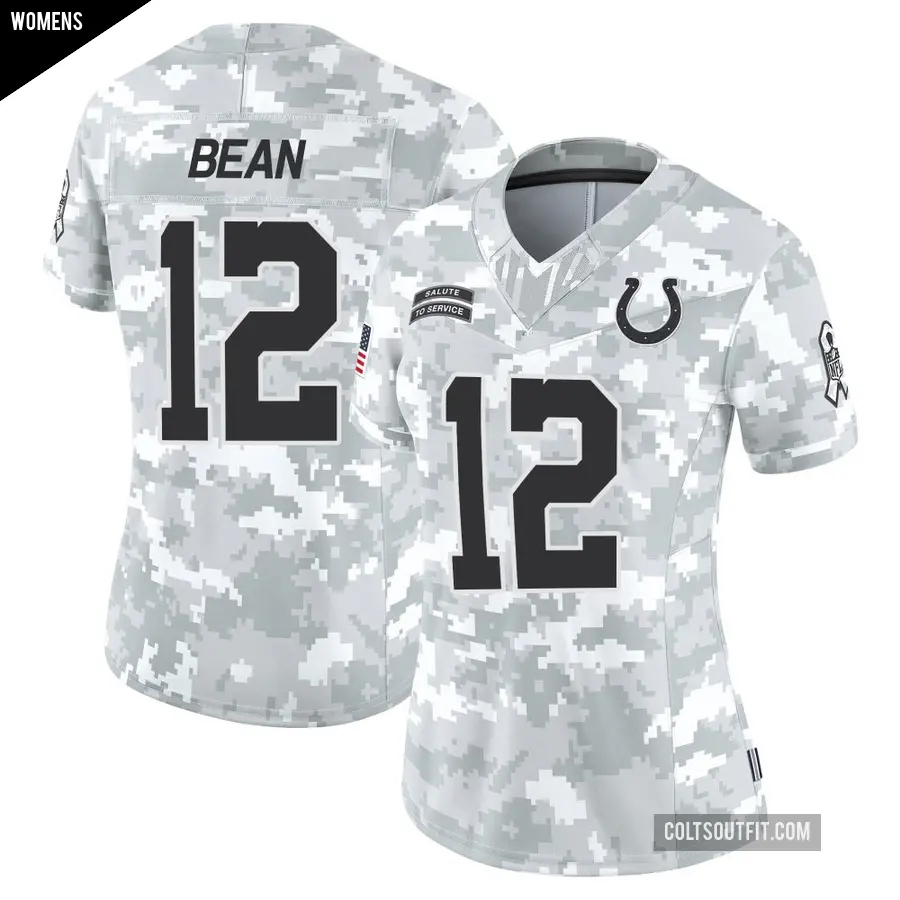 Women's Indianapolis Colts ＃12 Jason Bean Arctic Camo Limited 2024 Salute to Service Jersey