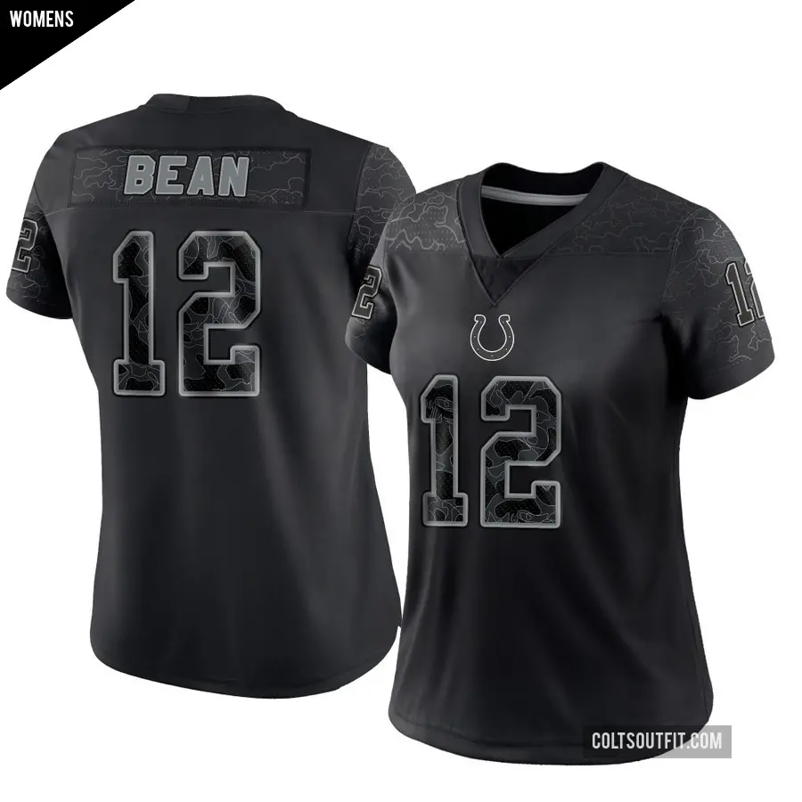 Women's Indianapolis Colts ＃12 Jason Bean Black Limited Reflective Jersey