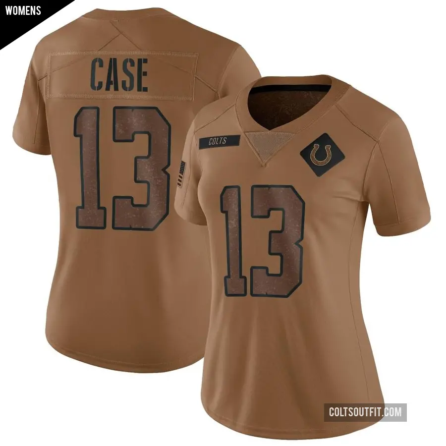 Women's Indianapolis Colts ＃13 Kody Case Brown Limited 2023 Salute To Service Jersey