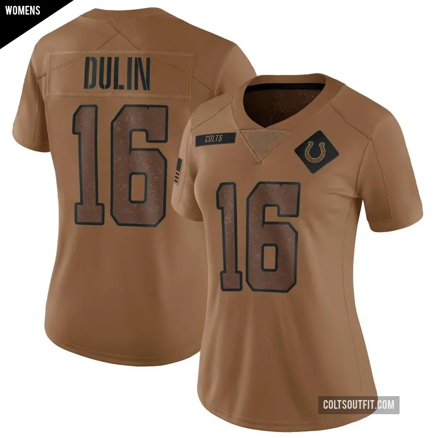 Women's Indianapolis Colts ＃16 Ashton Dulin Brown Limited 2023 Salute To Service Jersey