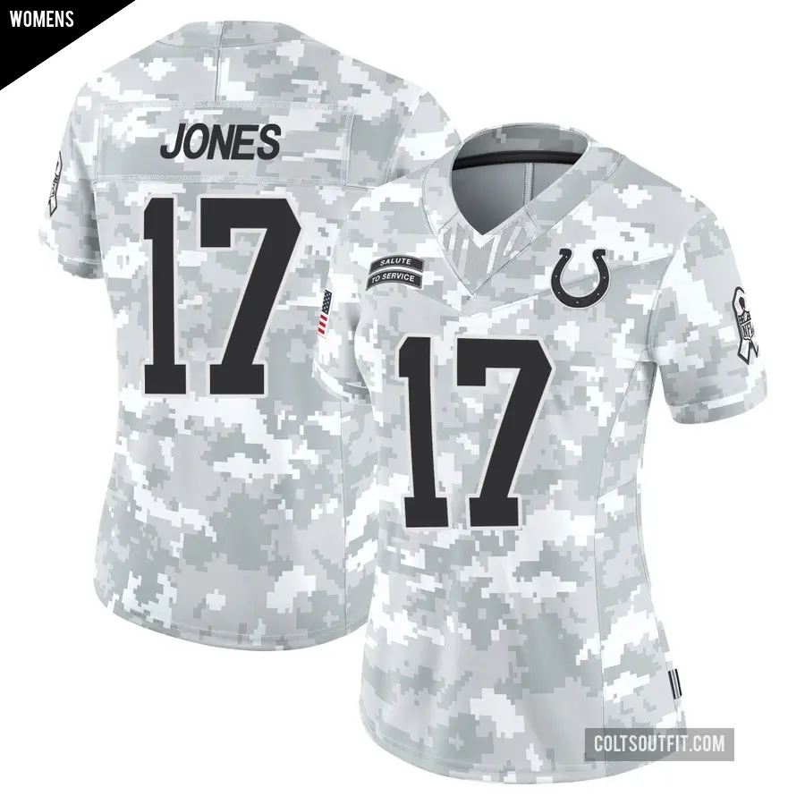 Women's Indianapolis Colts ＃17 Daniel Jones Arctic Camo Limited 2024 Salute to Service Jersey