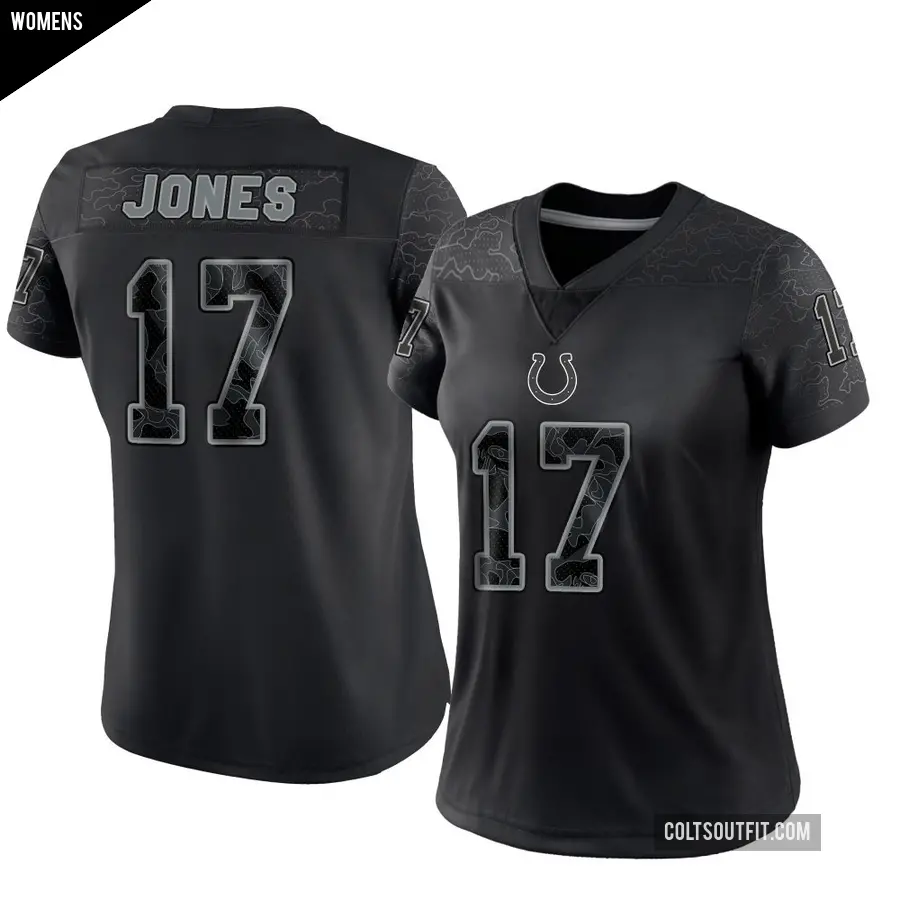 Women's Indianapolis Colts ＃17 Daniel Jones Black Limited Reflective Jersey