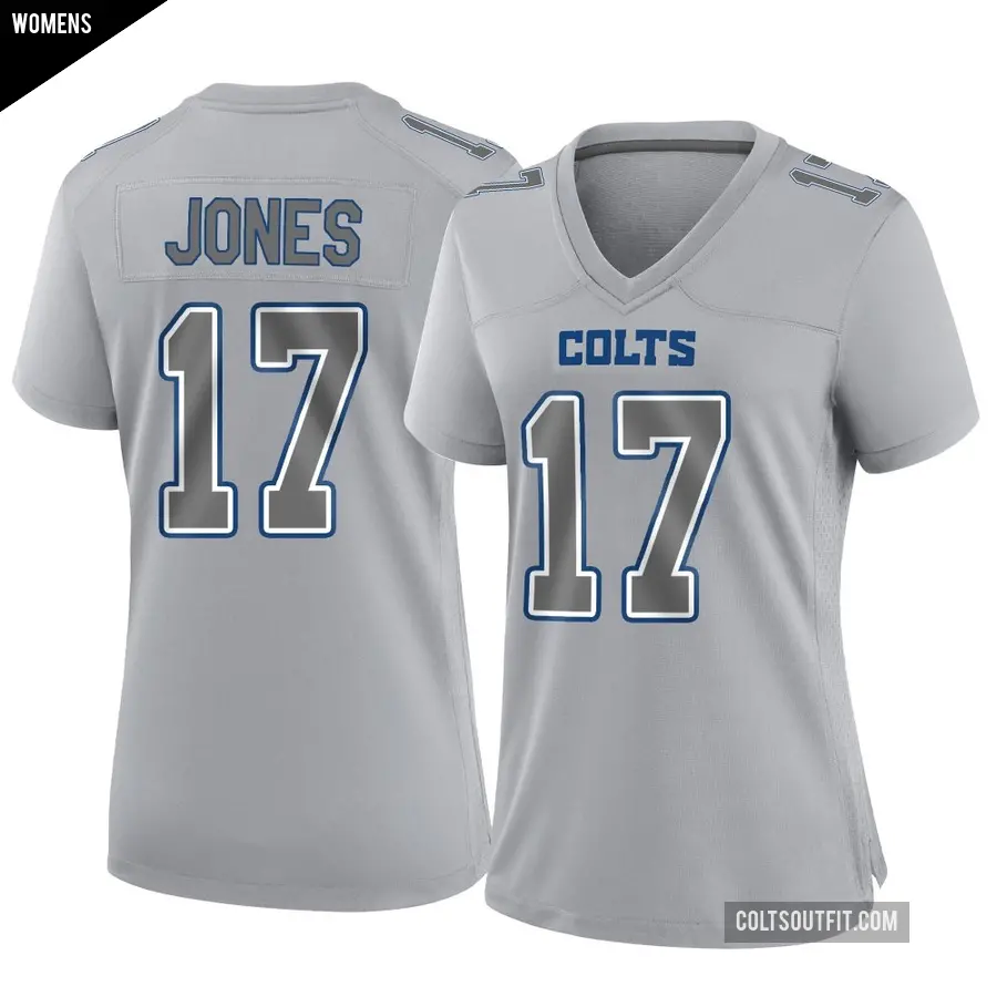 Women's Indianapolis Colts ＃17 Daniel Jones Gray Game Atmosphere Fashion Jersey