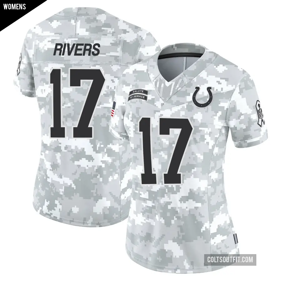 Women's Indianapolis Colts ＃17 Philip Rivers Arctic Camo Limited 2024 Salute to Service Jersey