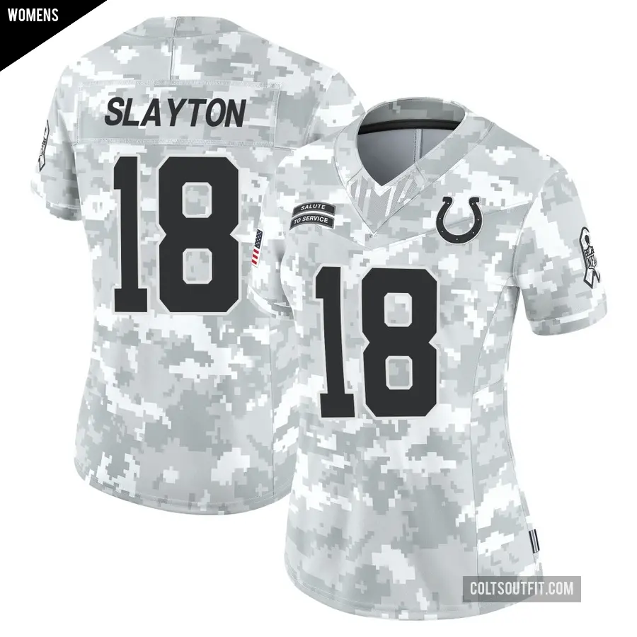 Women's Indianapolis Colts ＃18 Darius Slayton Arctic Camo Limited 2024 Salute to Service Jersey