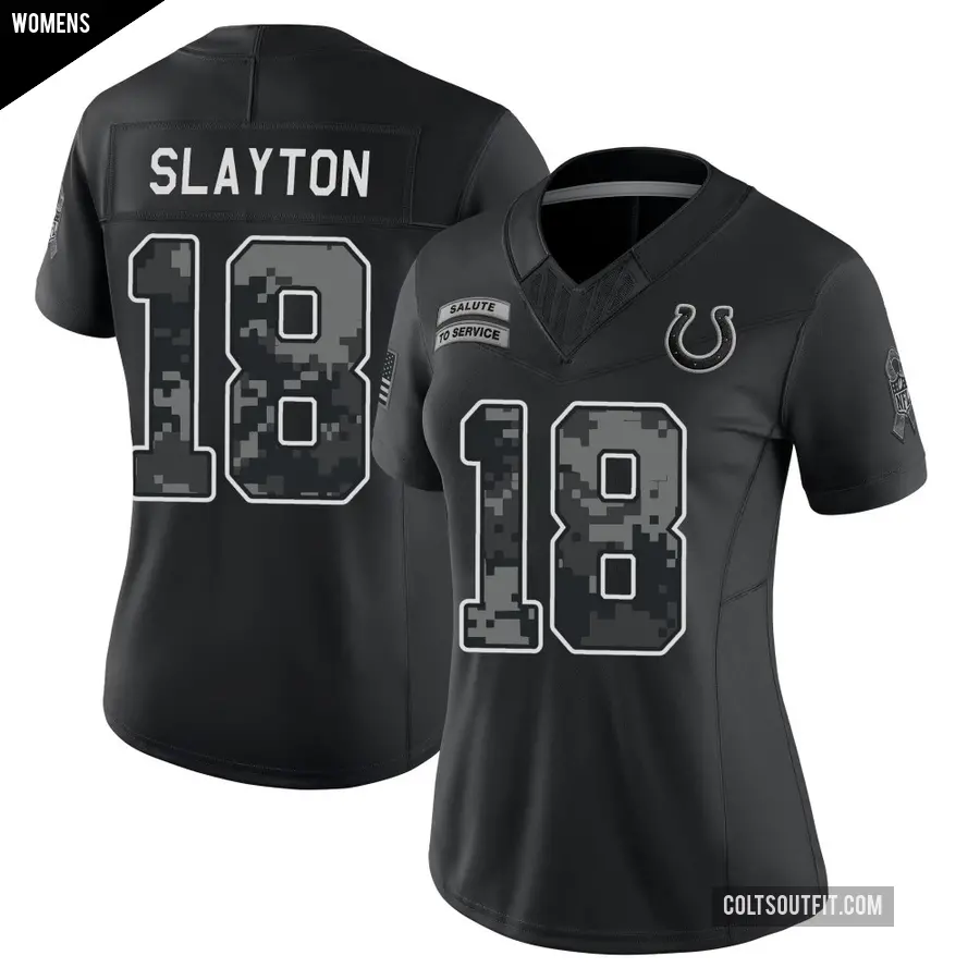 Women's Indianapolis Colts ＃18 Darius Slayton Black Limited 2026 Salute to Service Stitched Jersey