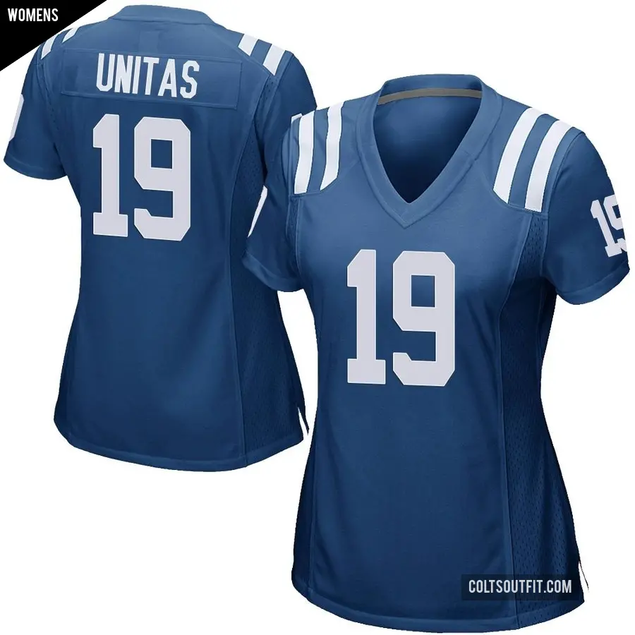 Women's Indianapolis Colts ＃19 Johnny Unitas Royal Blue Game Team Color Jersey