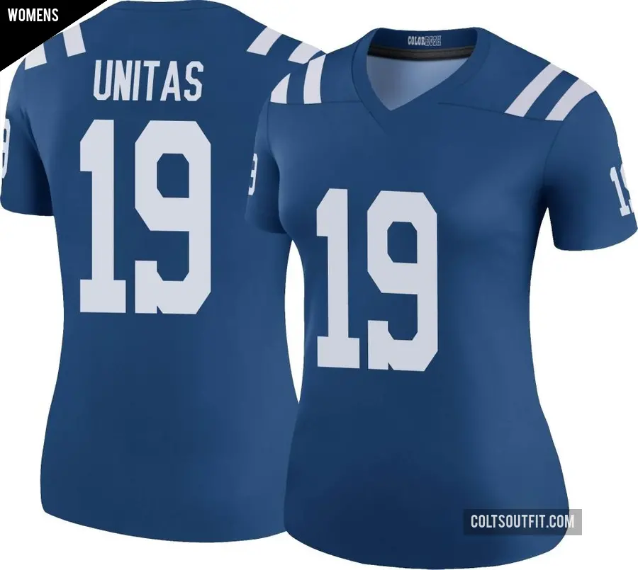 Women's Indianapolis Colts ＃19 Johnny Unitas Royal Legend Color Rush Jersey
